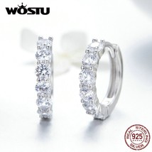 WOSTU 2019 Crystal Beauty Hoop Earrings 925 Silver Circle Earrings For Women Wed - £17.73 GBP