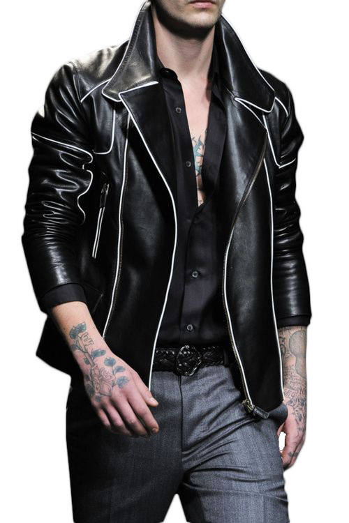 Handmade Black Jacket, Biker Real Leather jacket,Men Piping Style Fashion Jacket
