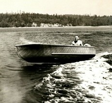 Lot Of 3 Wood Speed Boat On Lake Speeding 8 x10 Photographs  - $34.60