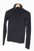 Theory P Petite Black Turtleneck Cotton Stretch Long Sleeve Tee Top Peru Flaws - $15.91