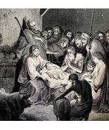 Nativity Baby Jesus Steel Engraving 1872 Gustave Dore Victorian Art DWAA6 - $249.99
