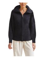 Kashwere Womens Jacket Black Full-Zip Long Sleeves Oversized Heavyweight... - $1,836.94 MXN