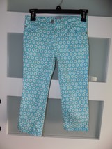 Mini Boden Turquoise/White Floral Adjustable Waist Capri Pants Size 10 G... - $32.00