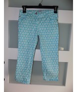 Mini Boden Turquoise/White Floral Adjustable Waist Capri Pants Size 10 G... - $550.84 MXN