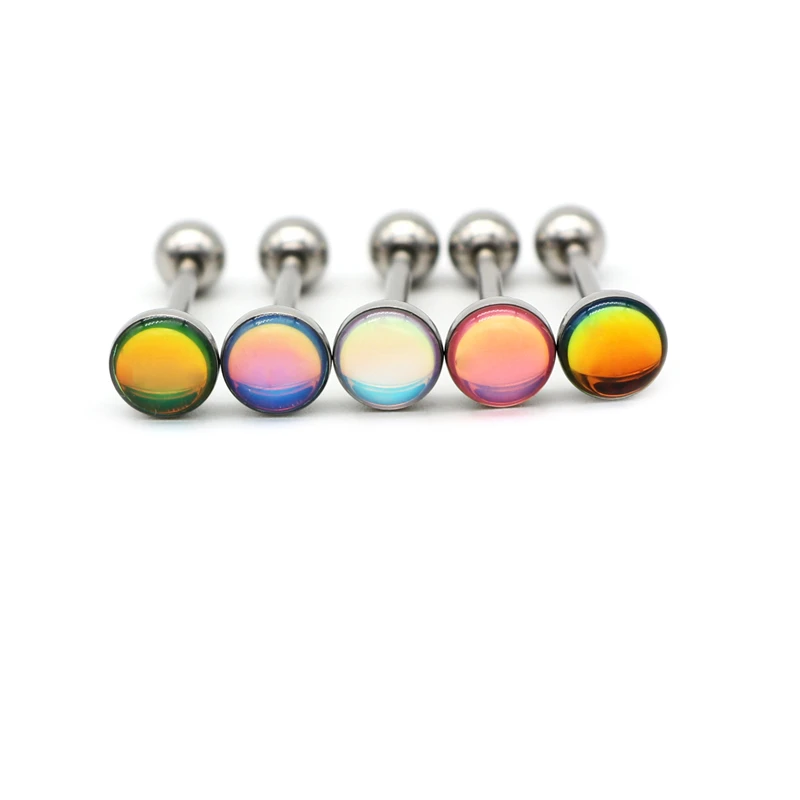 Crystal Tongue Bar Straight Barbell Rock Fashion Body Piercing Jewelry 14G Stain - £41.83 GBP