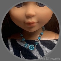 Turquoise Glass Bead Pendant Necklace • 14 inch Fashion Doll Jewelry - $7.84