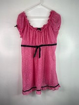 Vintage Movie Star Lace Nightgown Womens XL Pink Stretch Black Bow Detail - £12.94 GBP