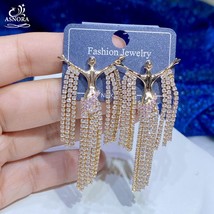New Fashion Goddess Earrings Irregular Zircon Tassel Earrings Women Personalized - £37.02 GBP