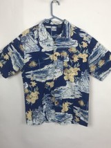 OP Sport Hawaiian Short Sleeve Men&#39;s LARGE Cotton Shirt Blue Fish - £15.55 GBP