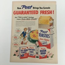 1950 Post Toasties Corn Flakes Guaranteed Fresh Vintage Print Ad - $8.50