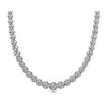 Classic 6.10Ct Brilliant Simulated Diamond Tennis Necklace 14K White Gold Plated - £343.77 GBP