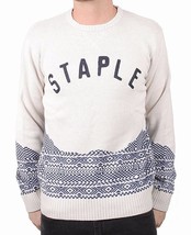 Staple Uomo Crema Skylight Maglia 100% Cotone collo Tondo Maglione Nwt - £37.73 GBP