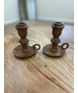 Vintage Handheld Wood Candle Holders 4 1/2” Tall - €21,33 EUR