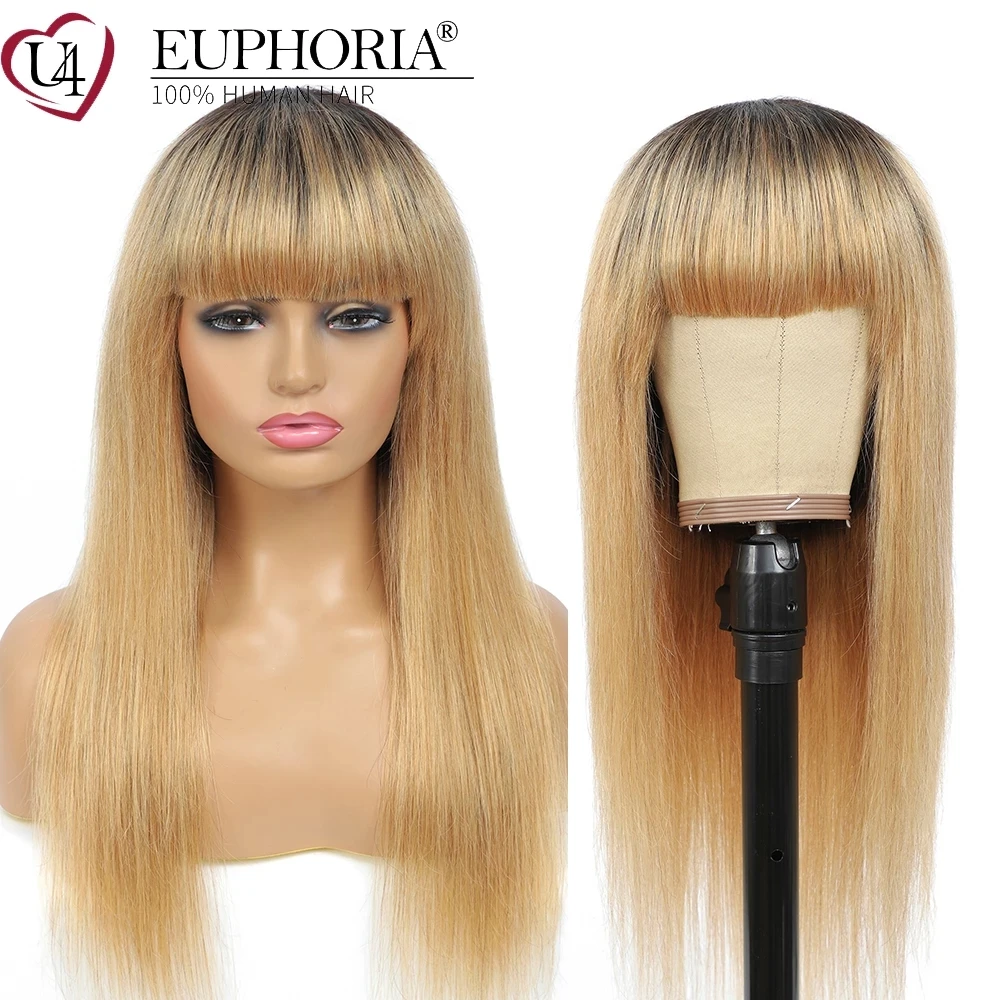 Ombre Blonde Long Straight Hair Wigs Brown Burg Red Natural Color Brazilian Remy - £39.36 GBP+