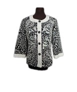 Chicos Black &amp; White Abstract Floral Print Jacket Button Cotton Cardigan... - $24.70