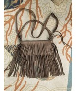 linea pelle taupe leather double fringe bag - $49.49