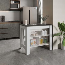 Cortes Kitchen Island w/ 2-Tier Shelf &amp; Large Work Top - $272.99