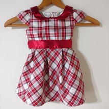 The Children's Place Red White Plaid Dress 18-24M Pleated Holiday Christmas - $14.70