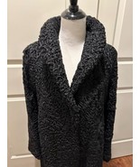 NWOT Black Swakara Real Karakul Fur Coat Made in Russia SZ M  - £350.44 GBP
