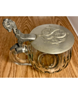 VTG.  Art Nouveau, Glass Lidded, Beer Cup, GERMANY, 1900s [e-04] - $367.97 MXN