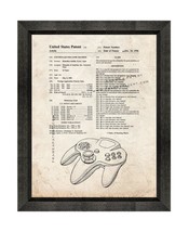 Nintendo Controller Patent Print Old Look with Beveled Wood Frame - $24.95+