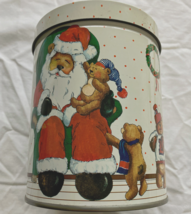 Vintage Sarris candies empty Christmas tin Teddy bear Santa Howard designs - $19.75