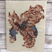 Completed Crewel Embroidery Art BROWN FEATHERS Face Silhouette Trio3 #1168 - £35.38 GBP
