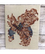 Completed Crewel Embroidery Art BROWN FEATHERS Face Silhouette Trio3 #1168 - £35.41 GBP