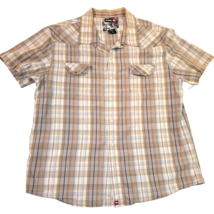 TONY HAWK&#39;S Plaid Brown-XXL - 2XL - Short Sleeve Button Up Shirt - £9.33 GBP