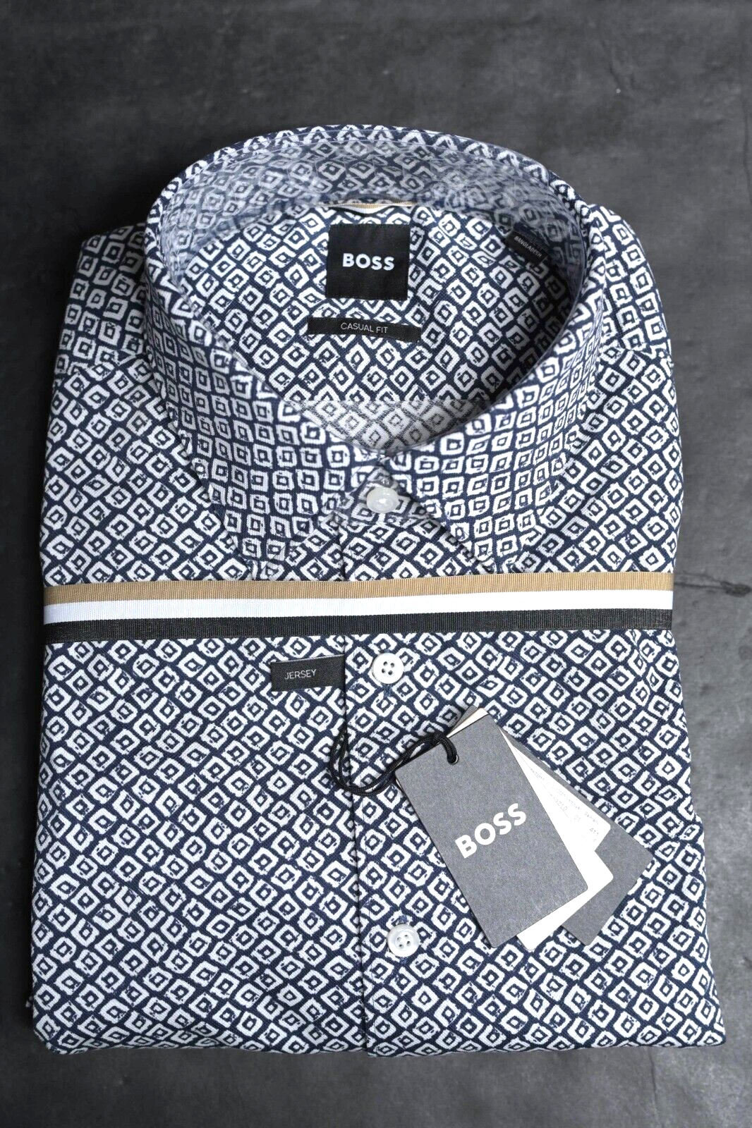 HUGO BOSS Hombre C-Hal Kent Ajuste Casual Cuadros Marino Algodón Camisa 40 15.7 Item image 2