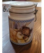 Vtg Hallmark Gifts Milk Glass Sleeping Teddy Bear Canister w/Hinged Lid ... - £6.73 GBP
