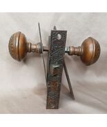 Antique Victorian-era brass doorknob set with Mortise lock and 2 face pl... - $349.02 CAD