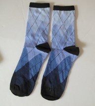 Womens Blue Tones Crew Socks Regular Geometric Patterns - $7.91