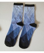 Womens Blue Tones Crew Socks Regular Geometric Patterns - £6.22 GBP