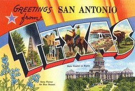 Greetings From San Antonio, Texas - Austin - 1930&#39;s - Vintage Postcard Magnet - £9.56 GBP