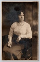 RPPC Lovely Young Woman Pretty Lace Blouse Real Photo Postcard M22 - £5.55 GBP