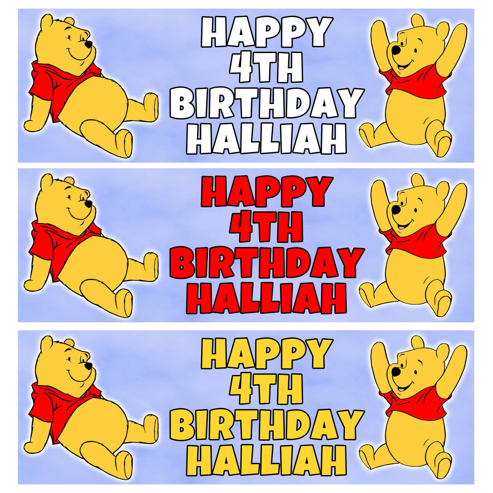 WINNIE THE POOH Personalised Birthday Banner - Winnie Pooh Birthday Part... - $4.84