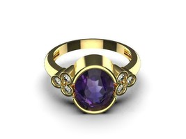 925 Sterling Silver Goldpla 5.25Ct Amethyst Engagement February Birthstone Ring - £58.31 GBP