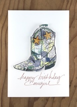 Happy Birthday Cowgirl Boot Greeting Card - $7.50