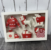 2023 Target Wondershop Christmas Bullseye Theme 6pc Ceramic Ornament Set! New - £18.99 GBP