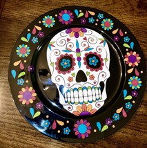 SUGAR Skull SERVING PLATTER Kitchen decorating round 12&quot;  plastic Halloween - £12.98 GBP