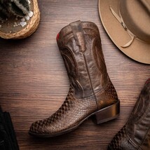 Marco Di Milano Genuine Snake Skin Cowboy Boot Kansas Brown image 11