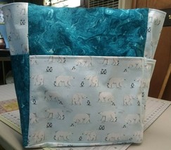 Polar Bear Snow Penguin Arctic Wildlife Large Purse/Project Bag Handmade... - $46.49