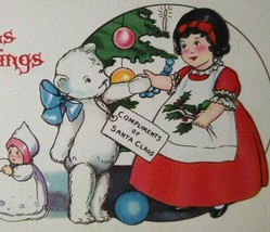 Christmas Postcard Fantasy Standing White Teddy Bear From Santa Stecher 734 B - £13.87 GBP