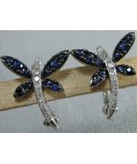 2.30 Ct Round Cut Sapphire &amp; Diamond Dragonfly Earrings 14K White Gold Over - £73.56 GBP