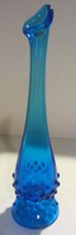 Vintage Fenton Glass Blue Hobnail Swung Bud Vase - £22.37 GBP