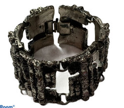 Vintage Brutalist Bracelet Robert Larin Canada 1960s Modernist Silver Pl... - $350.01