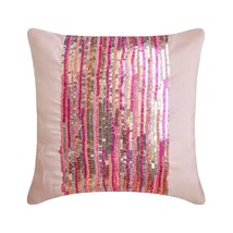 Fuchsia And Silver Sequins Pink Art Silk 16&quot;x16&quot; Cushion Covers, Pink Angel - £30.73 GBP+
