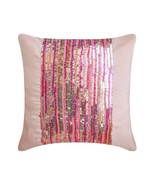 Fuchsia And Silver Sequins Pink Art Silk 16&quot;x16&quot; Cushion Covers, Pink Angel - $38.46+
