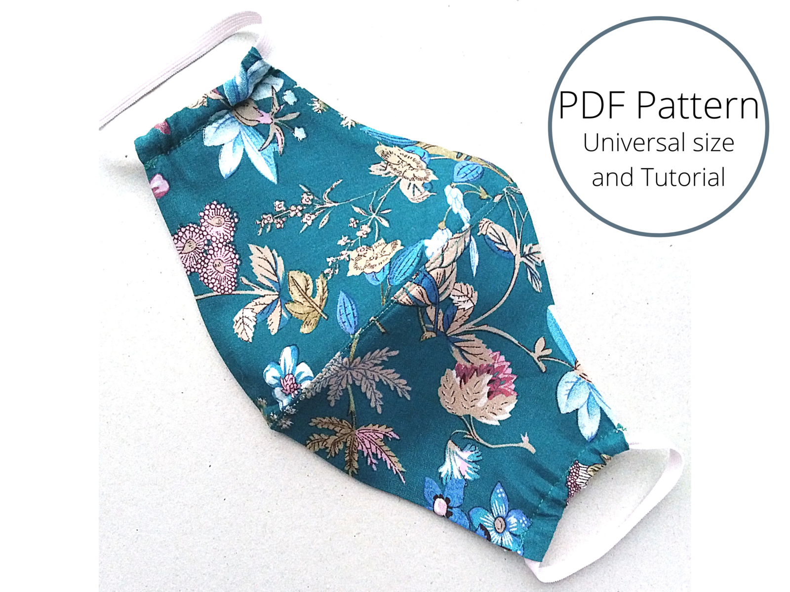 Face mask sewing pattern PDF printable template with step-by-step tutorial - $1.70